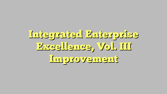 Integrated Enterprise Excellence, Vol. III Improvement